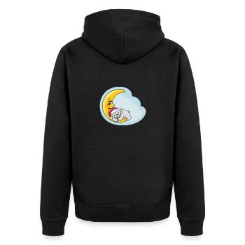 Sleeping teddy bear on the moon - Unisex Premium Organic Zip Hoodie - black - Back - Nico (187cm)