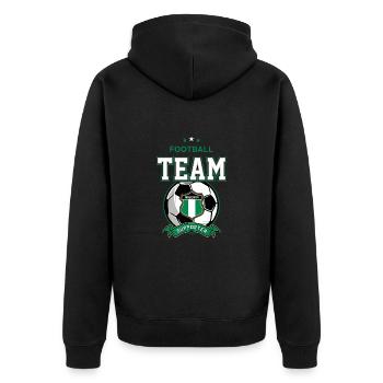 Nigeria - Unisex Premium Bio Zip Hoodie - Schwarz - Hinten - Nico (187cm)