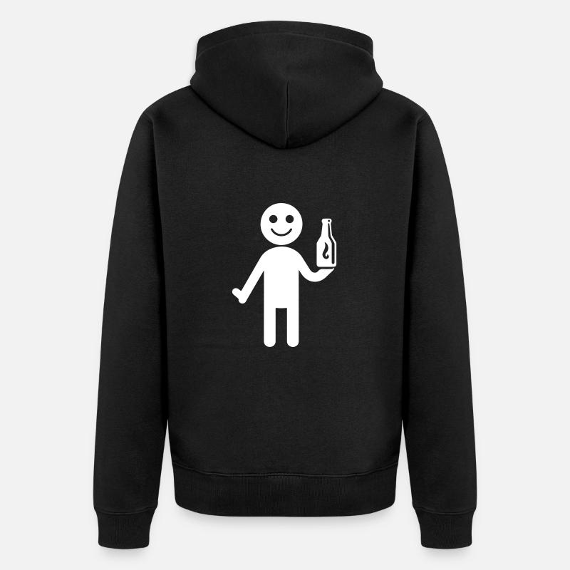 Bière buvant Figurine bâton - Veste à capuche bio Premium Unisexe - noir