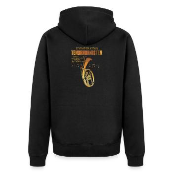 Tenorhorn - Dynamik eines Tenorhornisten - Unisex Premium Bio Zip Hoodie - Schwarz - Hinten - Nico (187cm)