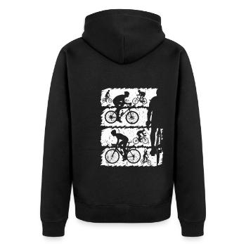 Radfahrer Silhouette Rennrad Fahrrad - Unisex Premium Bio Zip Hoodie - Schwarz - Hinten - Nico (187cm)