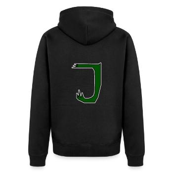 J - Just a letter! - by YoshiArt - Unisex Premium Organic Zip Hoodie - black - Back - Nico (187cm)