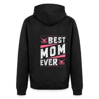 Schwimmen Best Mom Ever Swim - Unisex Premium Bio Zip Hoodie - Schwarz - Hinten - Nico (187cm)