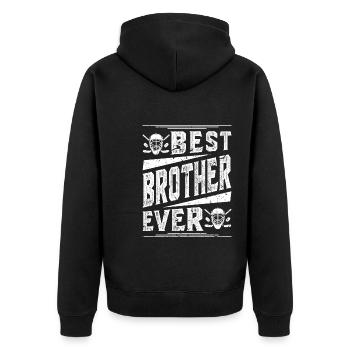 Eishockey Bruder Eishockeyspieler - Unisex Premium Bio Zip Hoodie - Schwarz - Hinten - Nico (187cm)