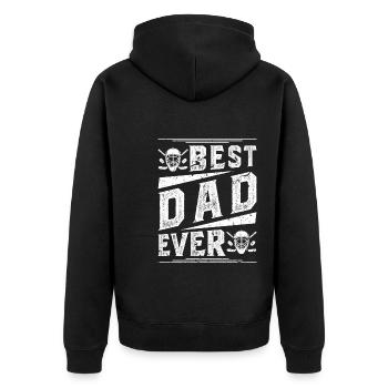 Eishockey Papa Eishockeyspieler - Unisex Premium Bio Zip Hoodie - Schwarz - Hinten - Nico (187cm)