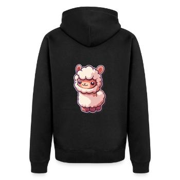 Alpaka Lama für Alpakaliebhaber - Unisex Premium Bio Zip Hoodie - Schwarz - Hinten - Nico (187cm)