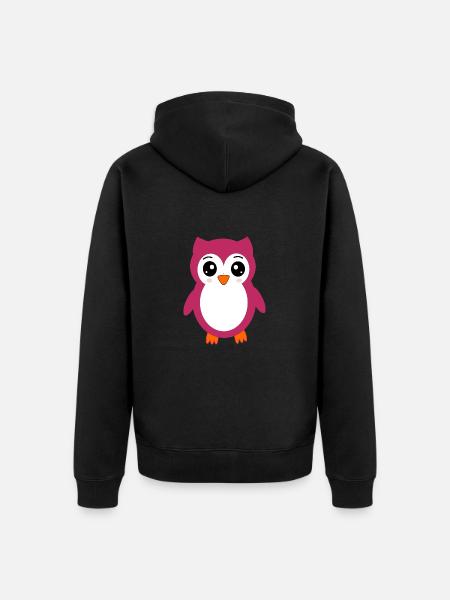 Søt kawaii ugle t-skjorte gave - Premium økologisk unisex-hettejakke - svart