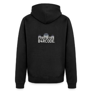 B4RCODE. Los Angeles - Unisex Premium Organic Zip Hoodie - black - Back - Nico (187cm)