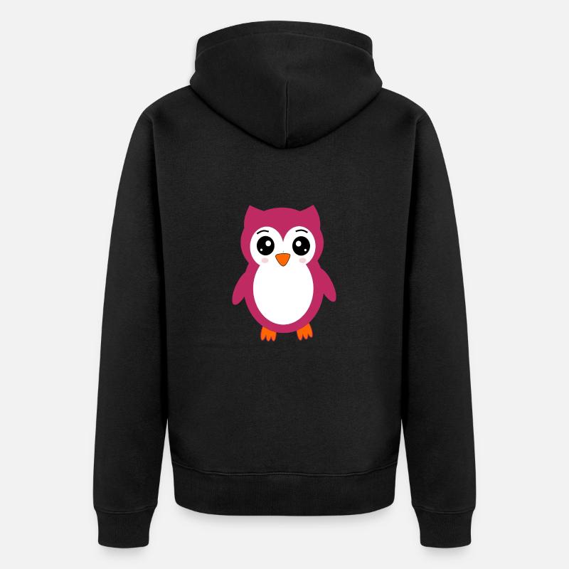 Eule, Rosa Eule - Unisex Premium Bio Zip Hoodie - Schwarz