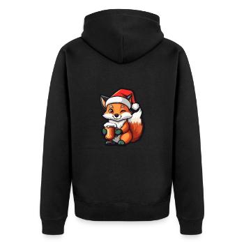 Fuchs Bier Xmas Weihnachten - Unisex Premium Bio Zip Hoodie - Schwarz - Hinten - Nico (187cm)