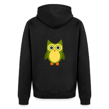 grüne Eule Vogel grün - Unisex Premium Bio Zip Hoodie - Schwarz - Hinten - Nico (187cm)
