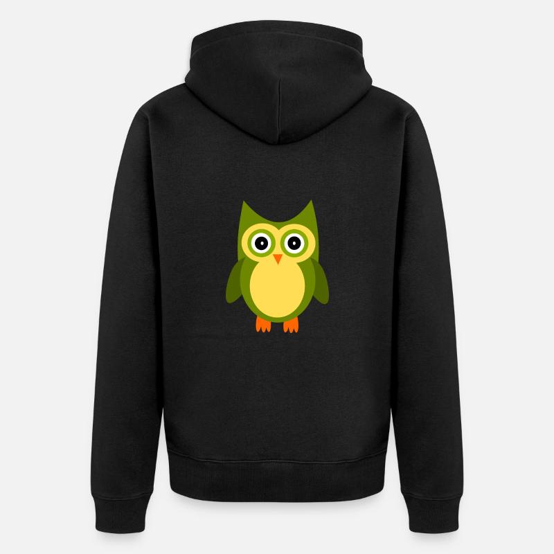 hibou vert oiseau vert - Veste à capuche bio Premium Unisexe - noir