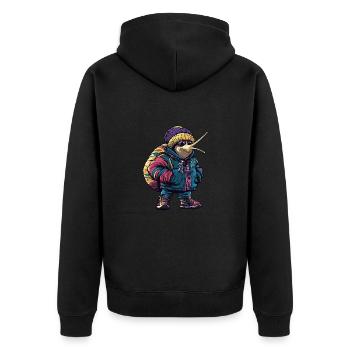 Schnecke Lustig Winter - Unisex Premium Bio Zip Hoodie - Schwarz - Hinten - Nico (187cm)