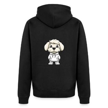 Havanese Hund Lustig - Unisex Premium Bio Zip Hoodie - Schwarz - Hinten - Nico (187cm)