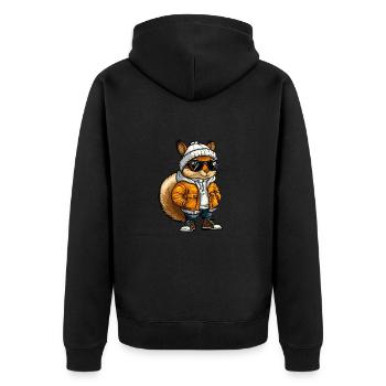 Eichhörnchen Cool Comic - Unisex Premium Bio Zip Hoodie - Schwarz - Hinten - Nico (187cm)