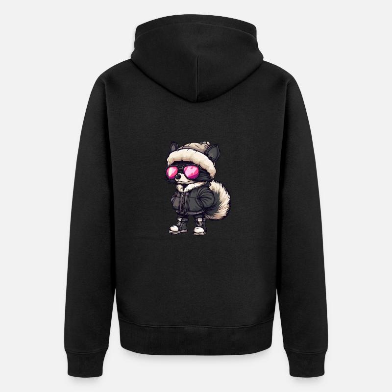 Stinktier Cool Comic - Unisex Premium Bio Zip Hoodie - Schwarz