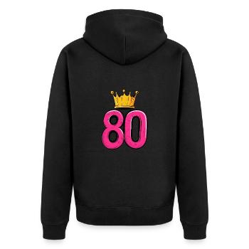 80 Number Crown - Unisex Premium Organic Zip Hoodie - black - Back - Nico (187cm)