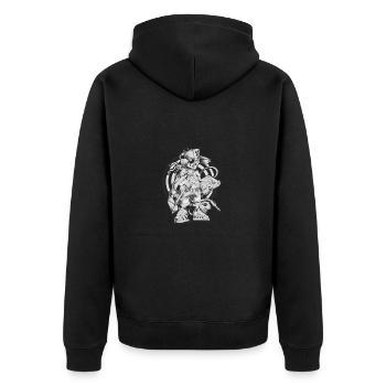 MAX korgeux - Unisex Premium Bio Zip Hoodie - Schwarz - Hinten - Nico (187cm)