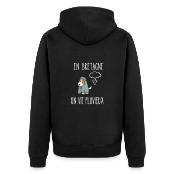 en bretagne on vit pluvieux - Veste à capuche bio Premium Unisexe - noir - Dos - Nico (187cm)