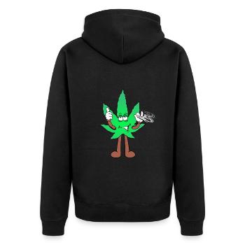 Der Bloom - Weed Cannabis Stoned Hanf Marihuana - Unisex Premium Bio Zip Hoodie - Schwarz - Hinten - Nico (187cm)