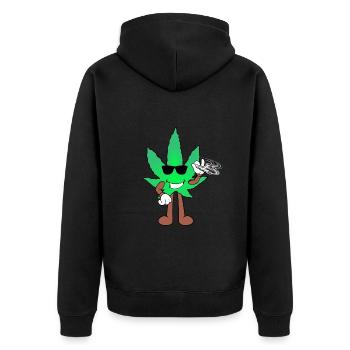 Der Bloom - Weed Cannabis Stoned Hanf Marihuana - Unisex Premium Bio Zip Hoodie - Schwarz - Hinten - Nico (187cm)