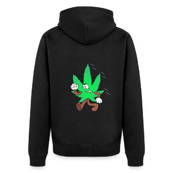 Der Bloom - Weed Cannabis Stoned Hanf Marihuana - Unisex Premium Bio Zip Hoodie - Schwarz - Hinten - Nico (187cm)
