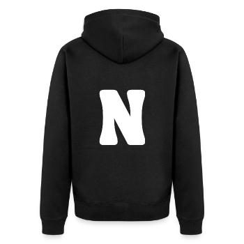 N - Unisex Premium Organic Zip Hoodie - black - Back - Nico (187cm)