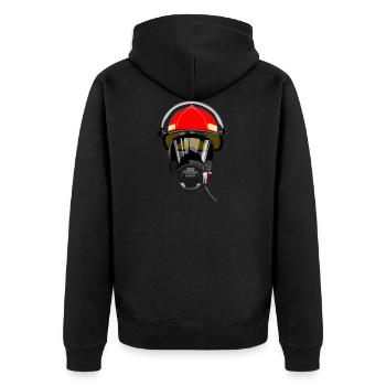 fire Department - Unisex Premium Organic Zip Hoodie - black - Back - Nico (187cm)