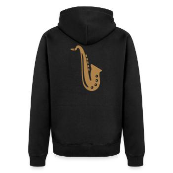 Saxofon Geschenk Musiker - Unisex Premium Bio Zip Hoodie - Schwarz - Hinten - Nico (187cm)