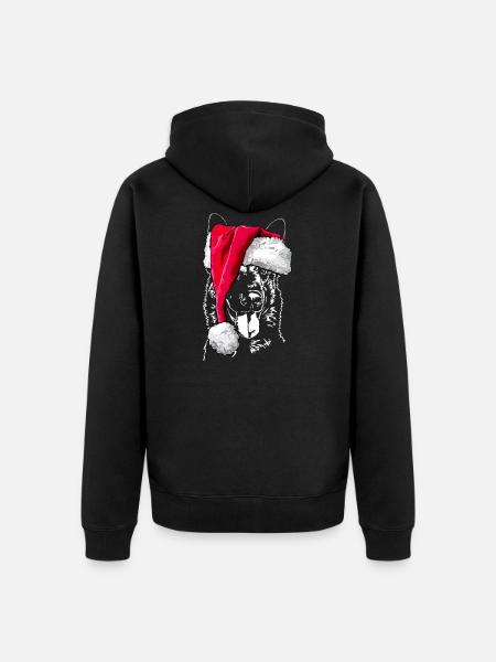 BELGIAN MALINOIS with hat christmas - Unisex Premium Organic Zip Hoodie - black