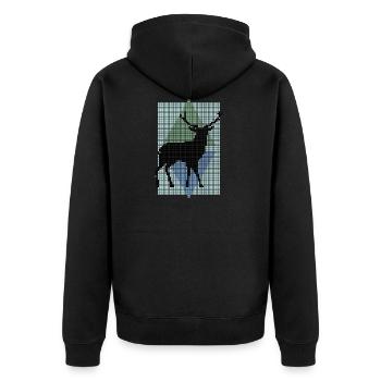 deer - Unisex Premium Organic Zip Hoodie - black - Back - Nico (187cm)