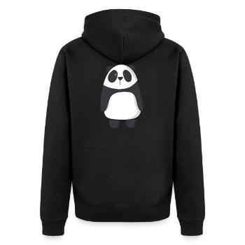 Panda - Unisex Premium Bio Zip Hoodie - Schwarz - Hinten - Nico (187cm)