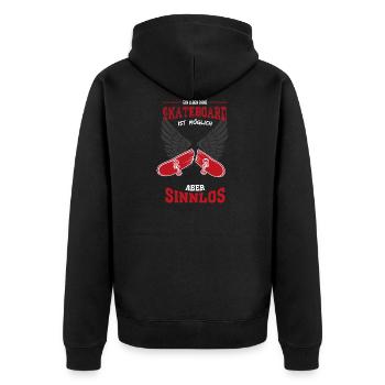 Skateboard broken Leben sinnlos Geschenk - Unisex Premium Bio Zip Hoodie - Schwarz - Hinten - Nico (187cm)
