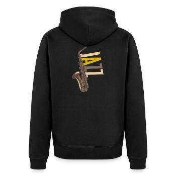 Jazz Saxophon - Unisex Premium Bio Zip Hoodie - Schwarz - Hinten - Nico (187cm)