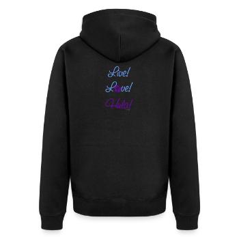 Live! Love! Hula! - Unisex Premium Organic Zip Hoodie - black - Back - Nico (187cm)