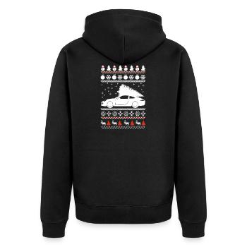 Ugly Christmas Sportwagen - Unisex Premium Bio Zip Hoodie - Schwarz - Hinten - Nico (187cm)