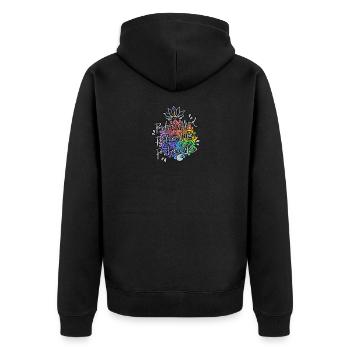 Positives Denken - Unisex Premium Bio Zip Hoodie - Schwarz - Hinten - Nico (187cm)