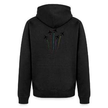 Rainbow Airplane Art T-Shirt - Unisex Premium Organic Zip Hoodie - black - Back - Nico (187cm)