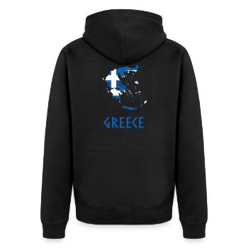 Greece - Unisex Premium Bio Zip Hoodie - Schwarz - Hinten - Nico (187cm)