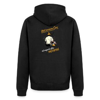 Opa Angeln Enkel Ruhe Aufregend Angler Fischer - Unisex Premium Bio Zip Hoodie - Schwarz - Hinten - Nico (187cm)