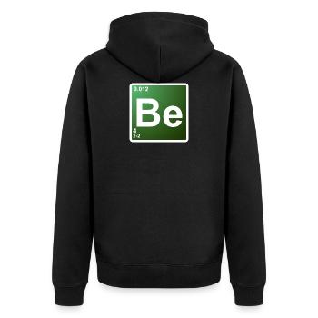 Be - Beryllium - Chemie Element 4 - Unisex Premium Bio Zip Hoodie - Schwarz - Hinten - Nico (187cm)
