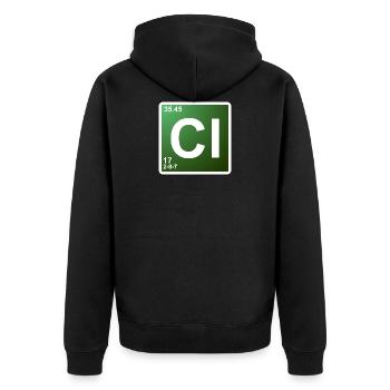Cl - Chlor - Chemie Element 17 - Unisex Premium Bio Zip Hoodie - Schwarz - Hinten - Nico (187cm)