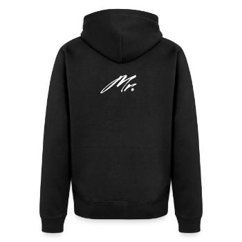 Mr - Unisex Premium Organic Zip Hoodie - black - Back - Nico (187cm)