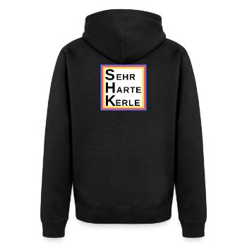 SHK - Sehr Harte Kerle - Unisex Premium Bio Zip Hoodie - Schwarz - Hinten - Nico (187cm)