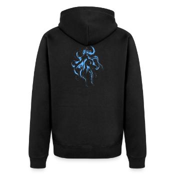 Der tiefste Tintenfisch im dunklen Meer - Unisex Premium Bio Zip Hoodie - Schwarz - Hinten - Nico (187cm)