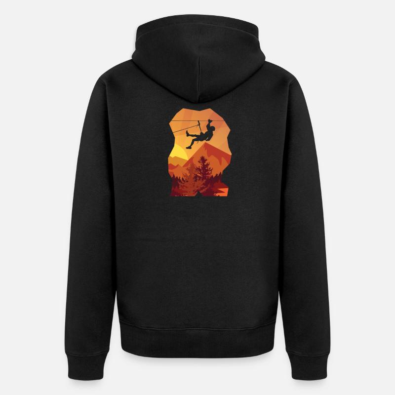 Hängender Kletterer - Unisex Premium Bio Zip Hoodie - Schwarz