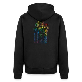 Blumen - Unisex Premium Bio Zip Hoodie - Schwarz - Hinten - Nico (187cm)