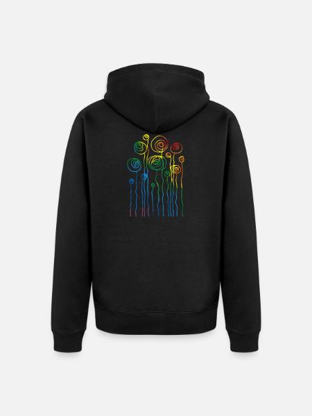 Flowers - Unisex Premium Organic Zip Hoodie - black