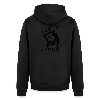 Jésus Christ God Faith - Veste à capuche bio Premium Unisexe - noir - Dos - Nico (187cm)
