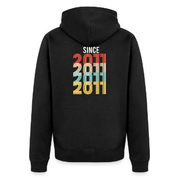 Vintage 2011 Geburtstag Geburtsjahr Retro Vintage - Unisex Premium Bio Zip Hoodie - Schwarz - Hinten - Nico (187cm)